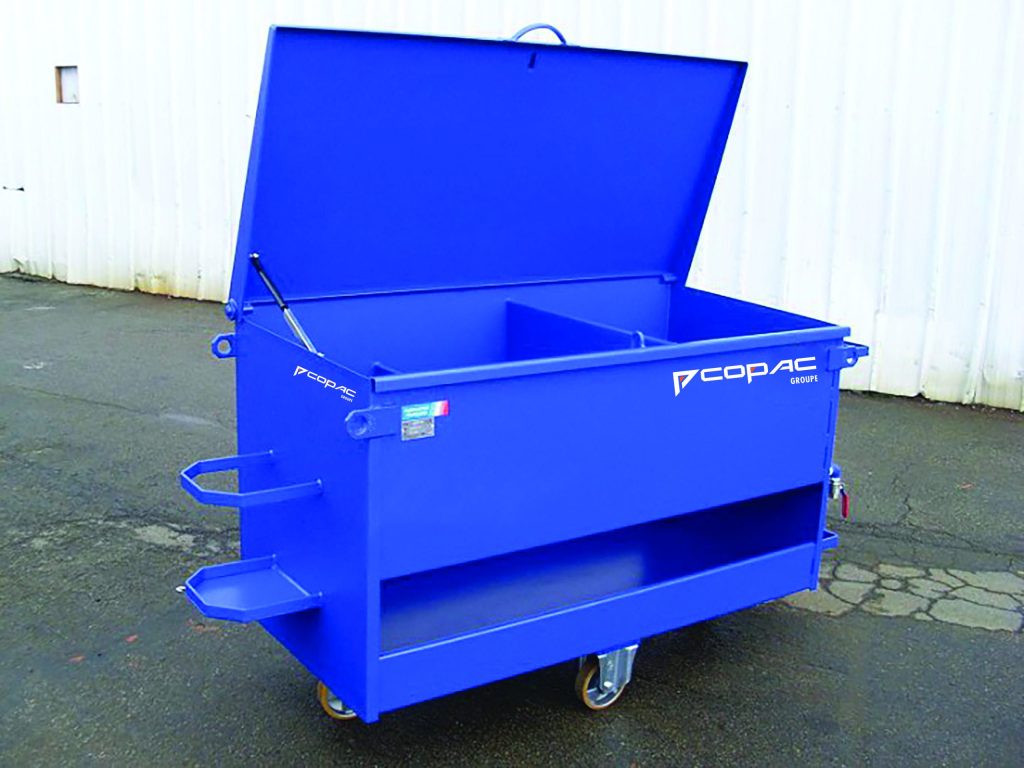 Chariot bancheur colorie bleu Copac groupe en situation